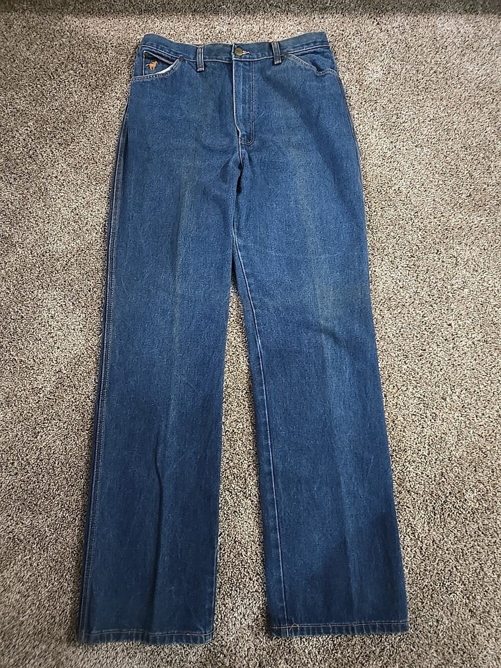 Wrangler MX695PW Vtg 70s Misses Full Fit Jeans Womans Sz 16 Embroidered Mustang
